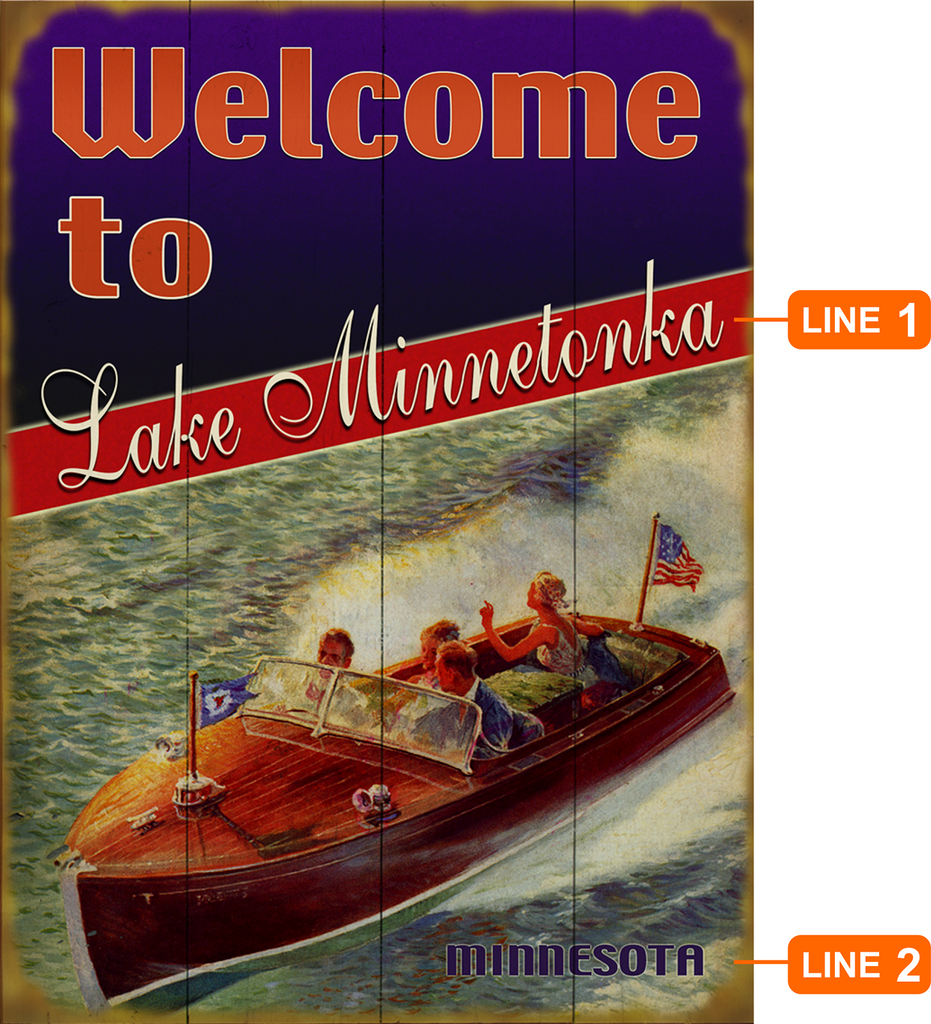 Red, White & Blue Boaters Vintage Sign (#570 2L) - The 3D Map Company