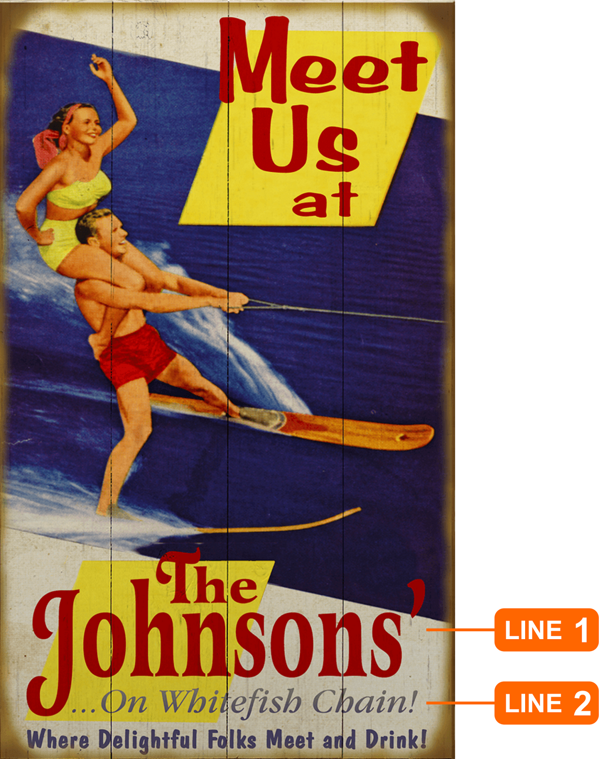 Tandem Skiers Vintage Sign (#311)