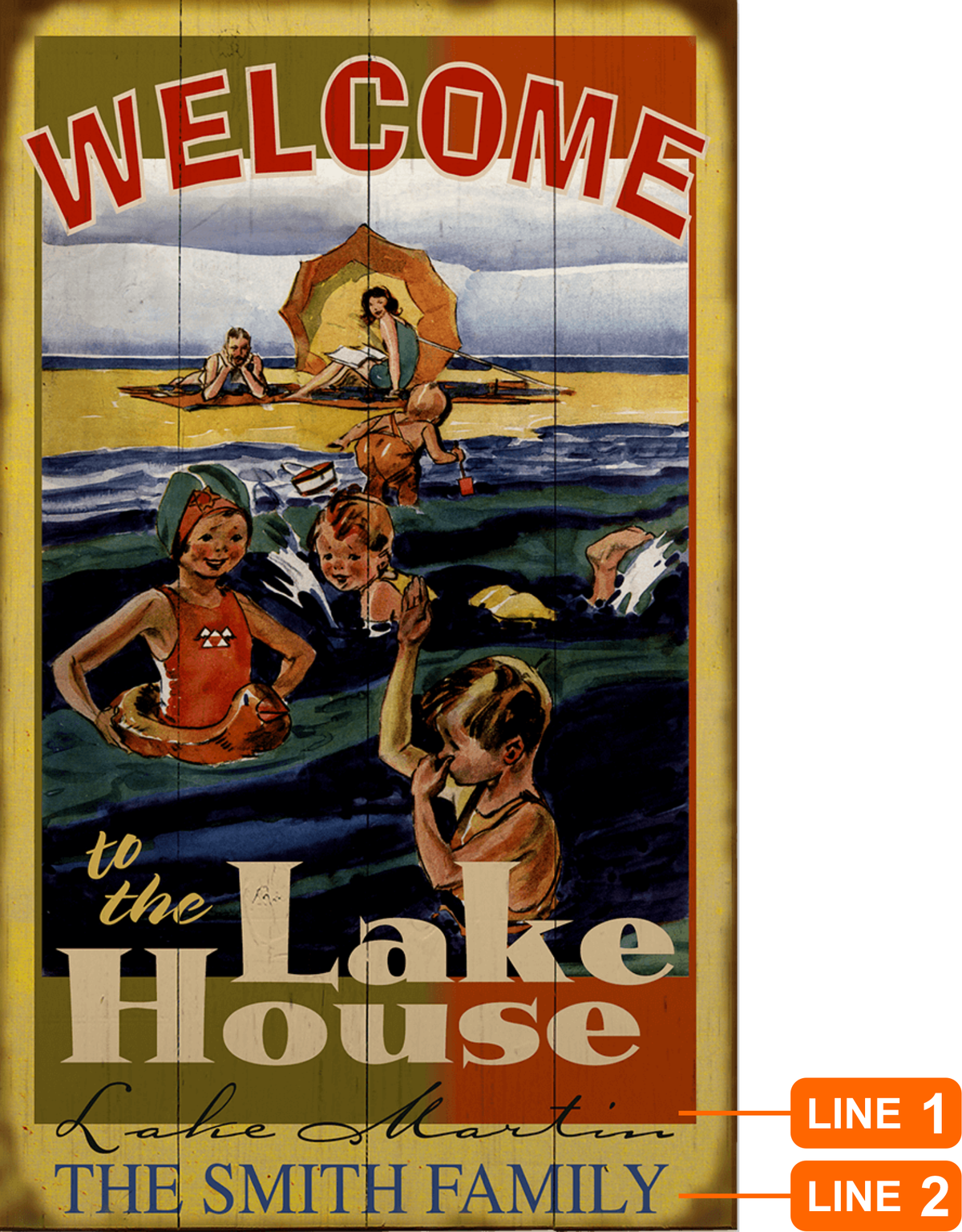 Lake House Family Vintage Sign (#356L)